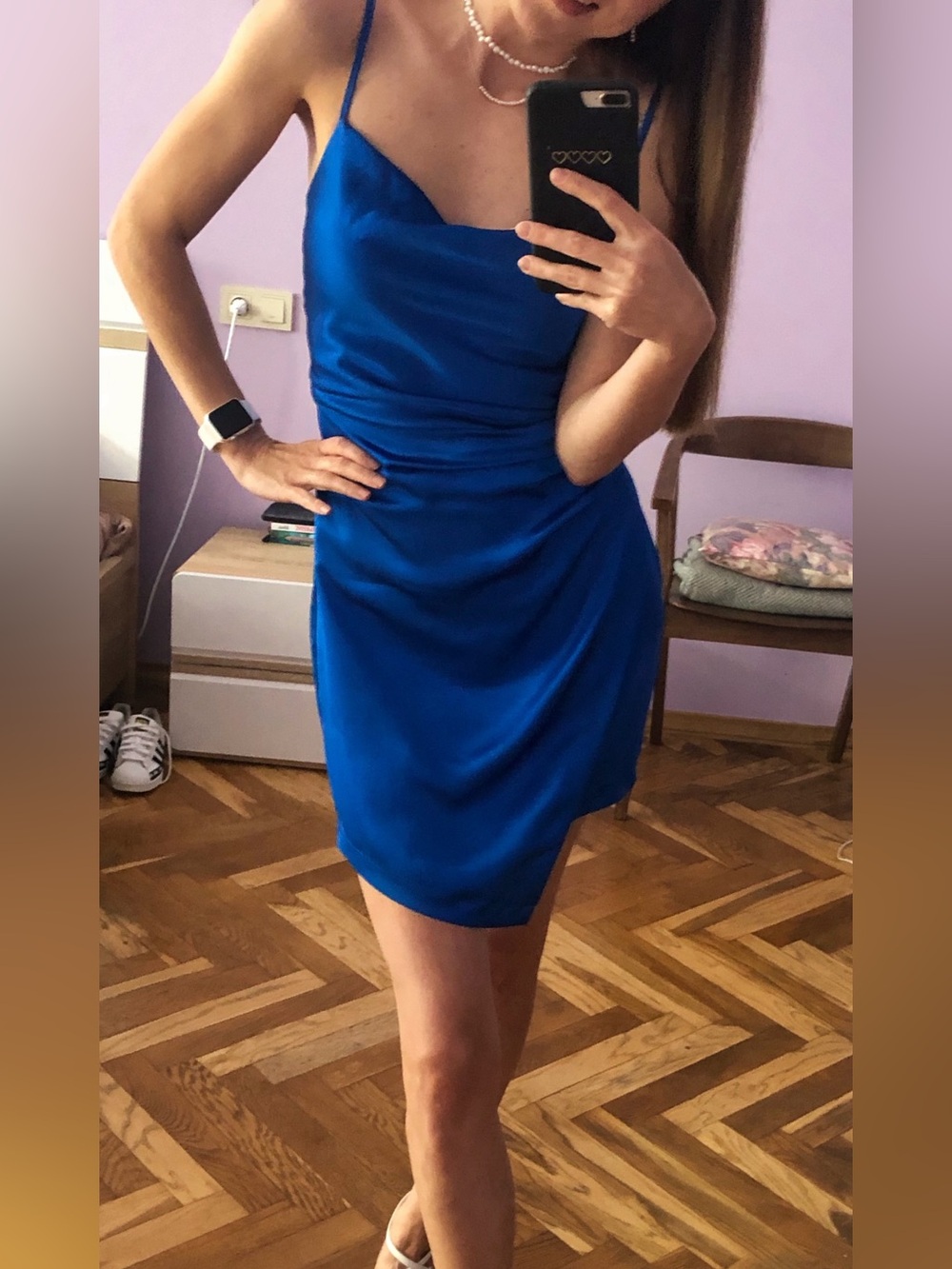 Zara Royal Blue Satin Mini Dress